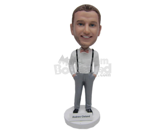 Custom Bobblehead Groomsman Wearing Classy Suspenders - Wedding & Couples Groomsman & Best Men Personalized Bobblehead & Cake Topper Custom Bobblehead Groomsman Wearing Classy Suspenders - Wedding & Couples Groomsman & Best Men Personalized Bobblehead & Cake Topper